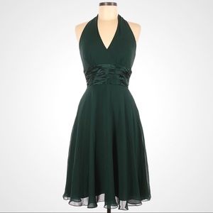 Maggy London Green Silk Halter Dress